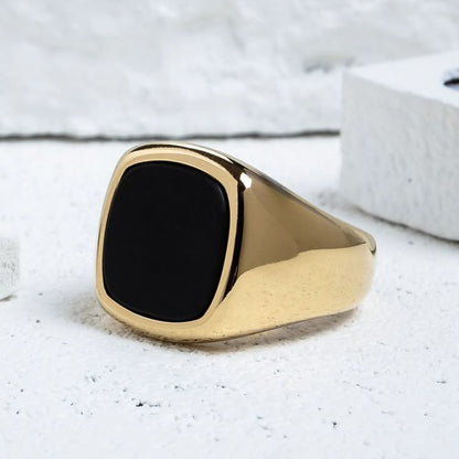 Anel de Turmalina Negra - Masculino Quadrangular